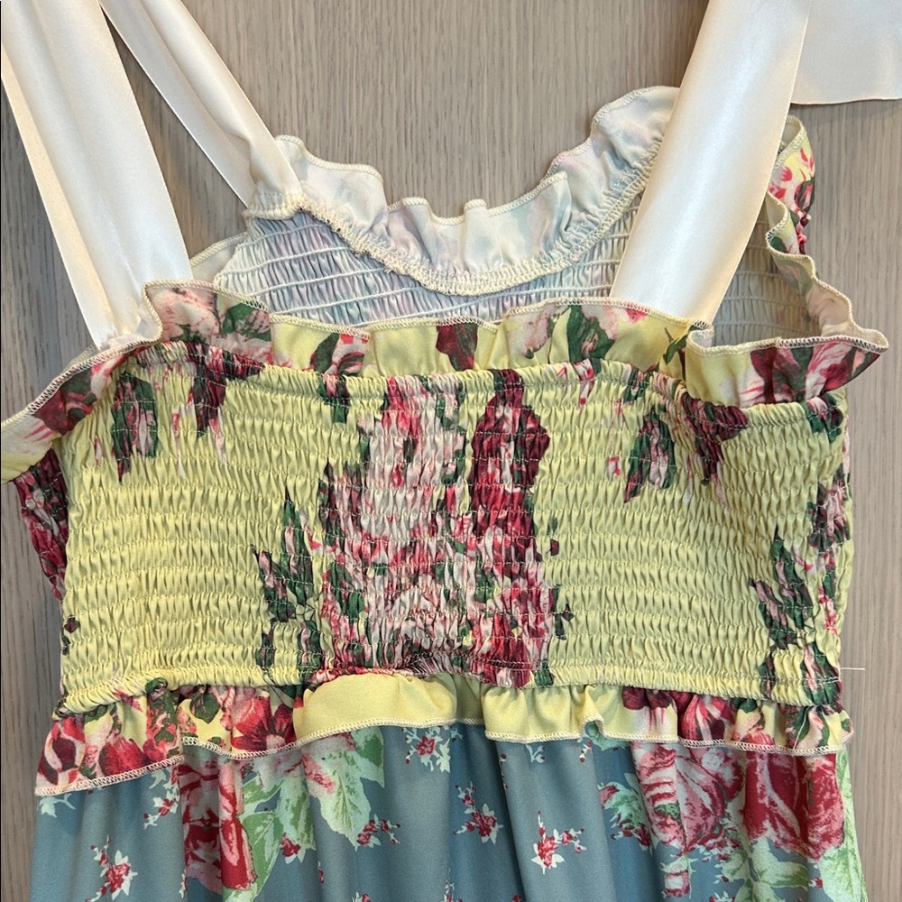 Free People Floral Tiered Maxi Dress in Yellow, Green and Blue - Picture 7 of 13